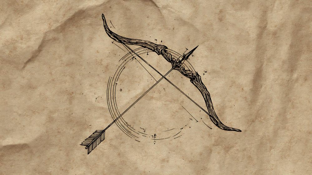 Bow and Arrow on old parchment